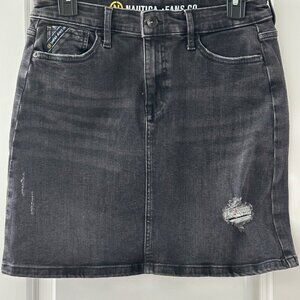 Nautica Jeans Co. Womens A-Line Black Denim Skirt W26 Size 2 Distressed Casual